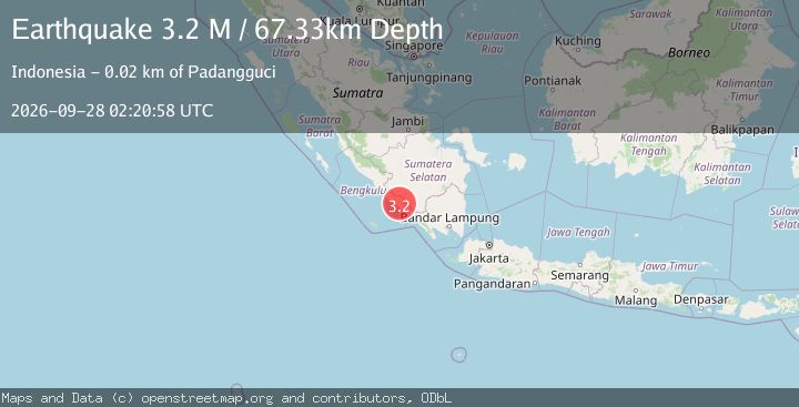 Map of Southern Sumatra, Indonesia