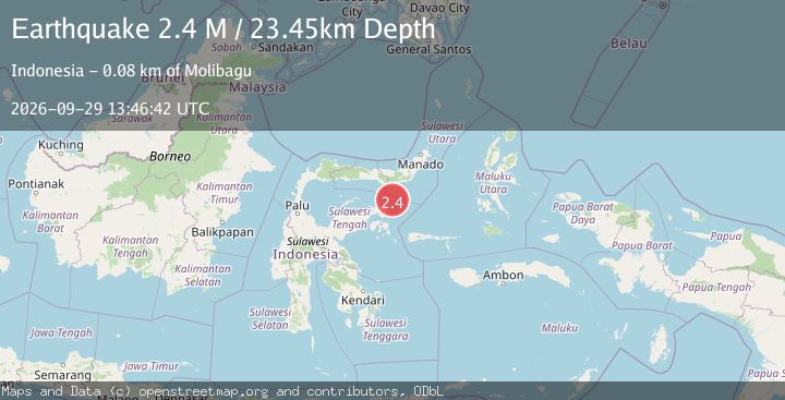 Map of Minahassa Peninsula, Sulawesi