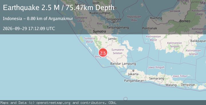 Map of Southern Sumatra, Indonesia