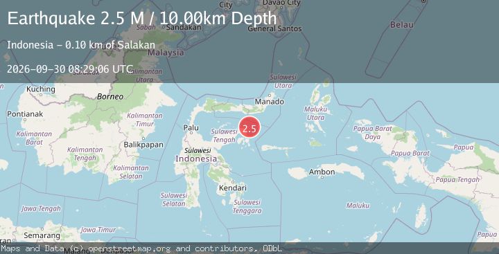 Map of Minahassa Peninsula, Sulawesi