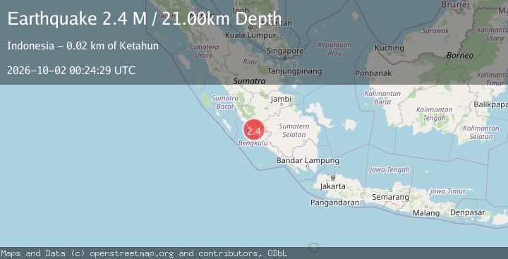 Map of Southern Sumatra, Indonesia