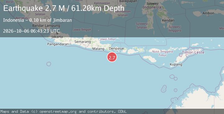 Map of South of Bali, Indonesia