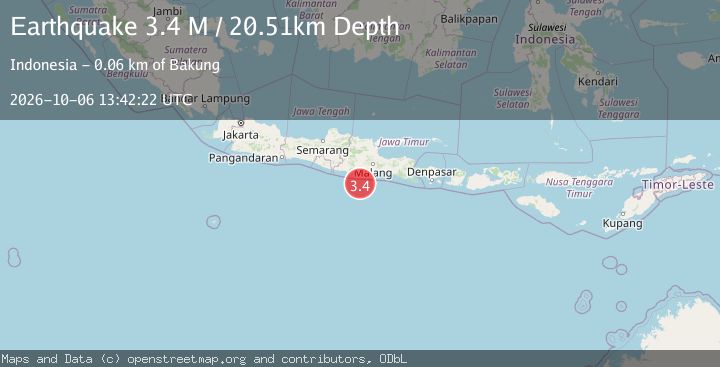 Map of Java, Indonesia