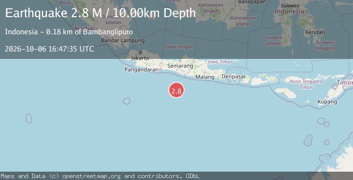 Map of South of Java, Indonesia