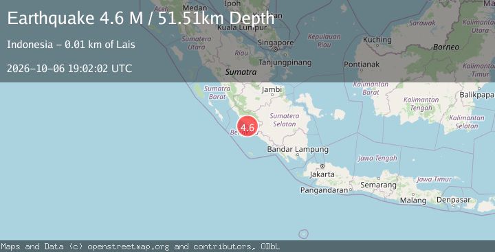 Map of Southern Sumatra, Indonesia
