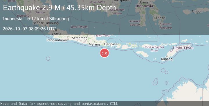 Map of South of Bali, Indonesia