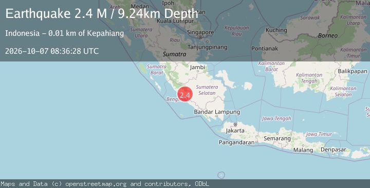 Map of Southern Sumatra, Indonesia