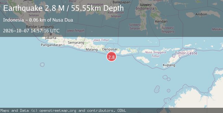 Map of South of Bali, Indonesia