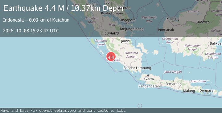 Map of Southern Sumatra, Indonesia