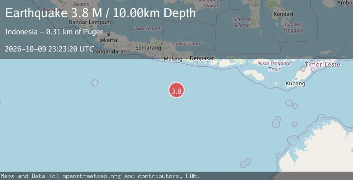 Map of South of Java, Indonesia