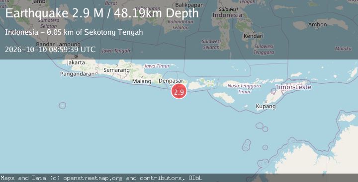 Map of South of Bali, Indonesia