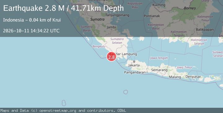 Map of Southern Sumatra, Indonesia