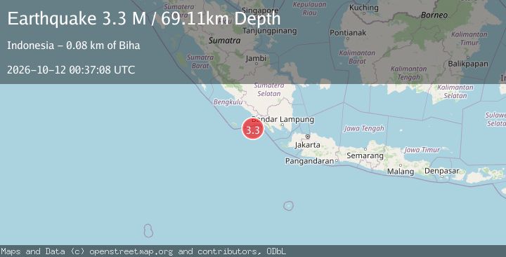Map of Southern Sumatra, Indonesia