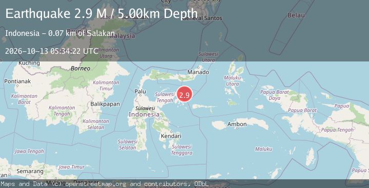Map of Minahassa Peninsula, Sulawesi