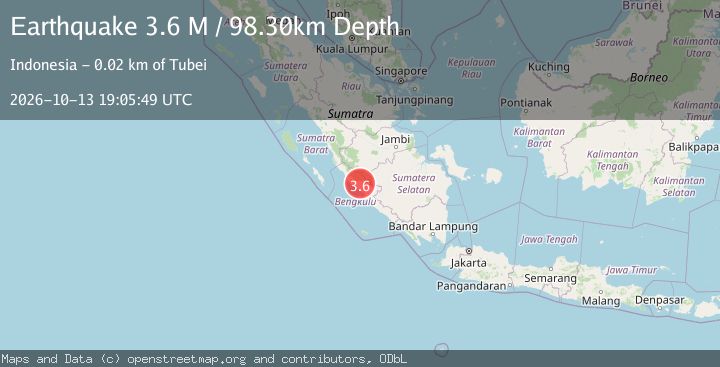 Map of Southern Sumatra, Indonesia