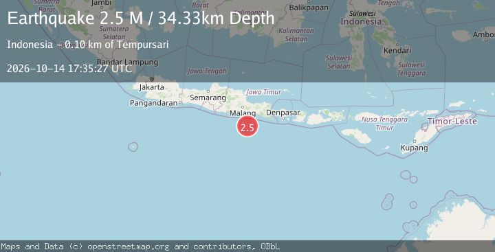 Map of South of Java, Indonesia
