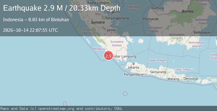 Map of Southern Sumatra, Indonesia