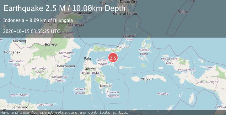 Map of Minahassa Peninsula, Sulawesi