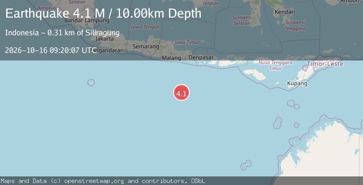 Map of South of Java, Indonesia