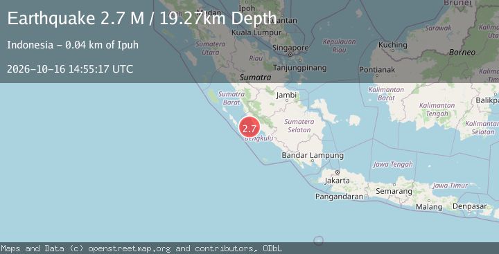 Map of Southern Sumatra, Indonesia