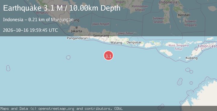 Map of South of Java, Indonesia