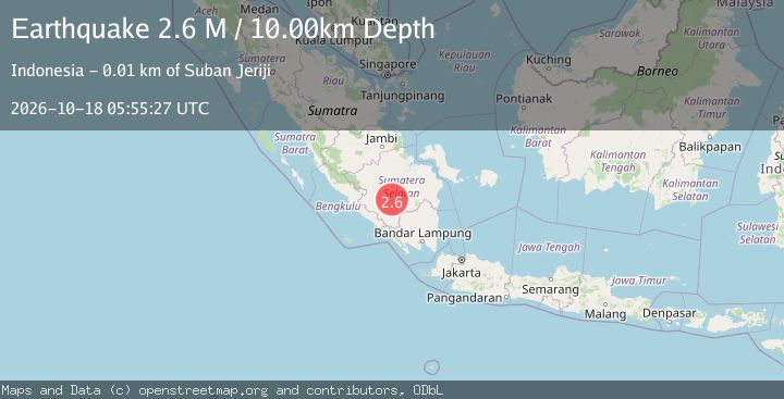 Map of Southern Sumatra, Indonesia