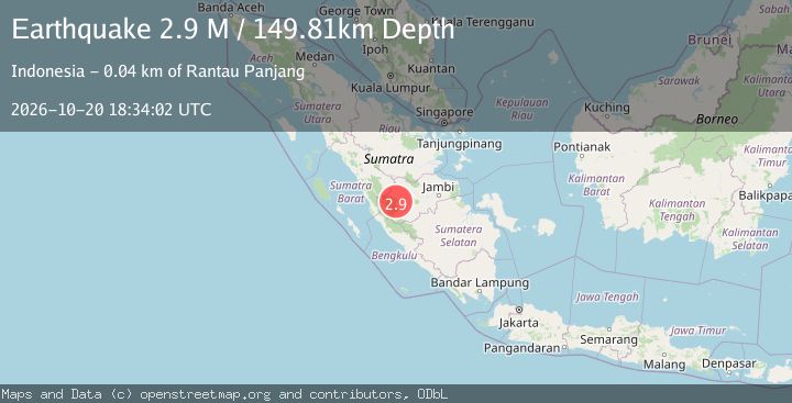 Map of Southern Sumatra, Indonesia
