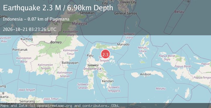 Map of Minahassa Peninsula, Sulawesi