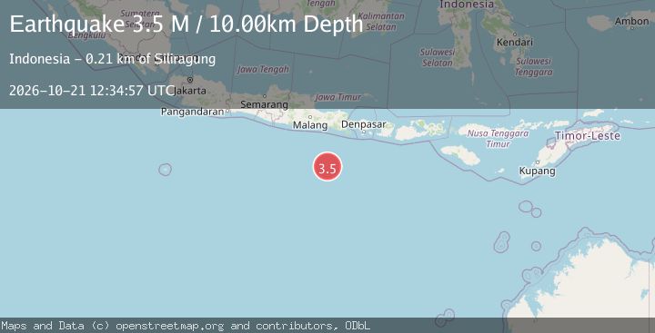 Map of South of Java, Indonesia