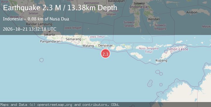 Map of South of Bali, Indonesia