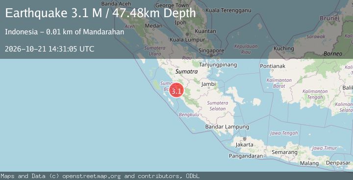Map of Southern Sumatra, Indonesia
