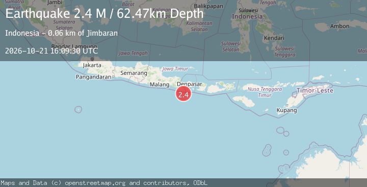Map of South of Bali, Indonesia