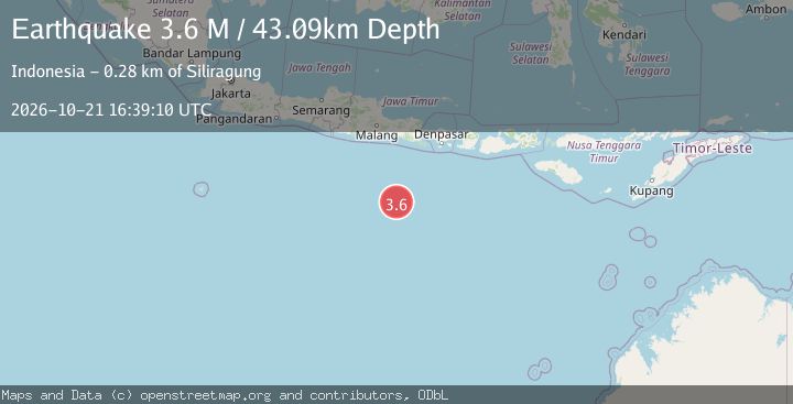Map of South of Java, Indonesia