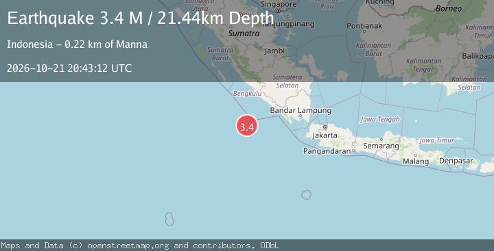 Map of Southwest of Sumatra, Indonesia