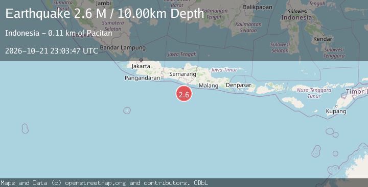 Map of South of Java, Indonesia