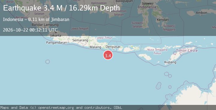 Map of South of Bali, Indonesia