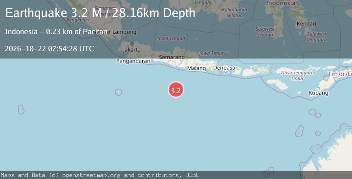Map of South of Java, Indonesia