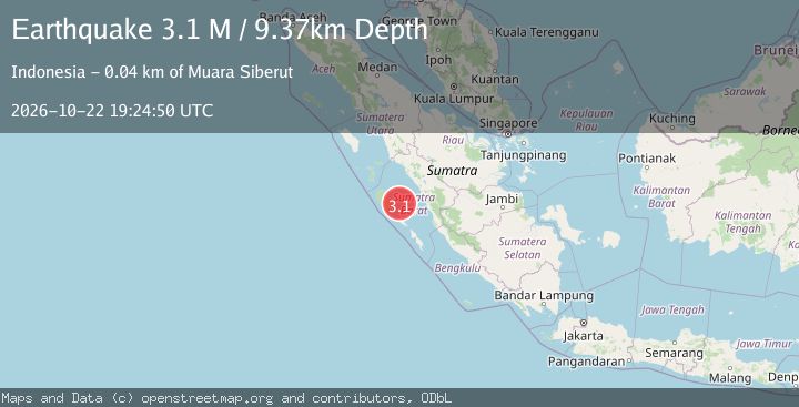 Map of Southern Sumatra, Indonesia