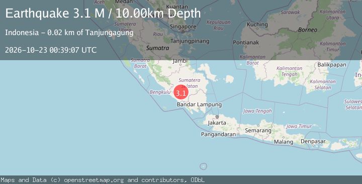 Map of Southern Sumatra, Indonesia