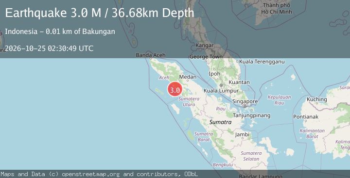 Map of Northern Sumatra, Indonesia