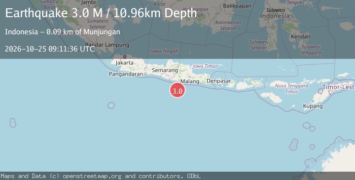 Map of South of Java, Indonesia