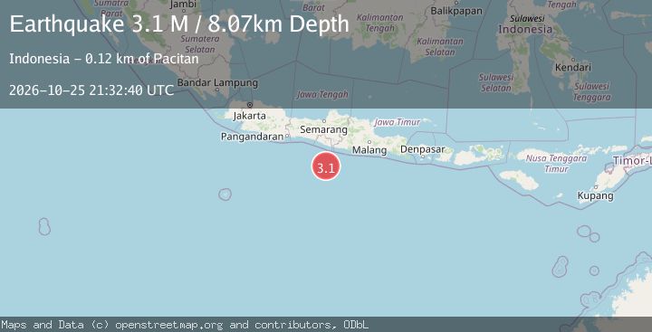 Map of South of Java, Indonesia