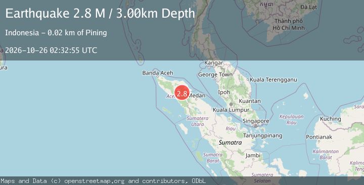 Map of Northern Sumatra, Indonesia
