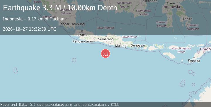 Map of South of Java, Indonesia