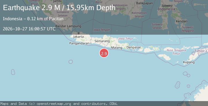 Map of South of Java, Indonesia