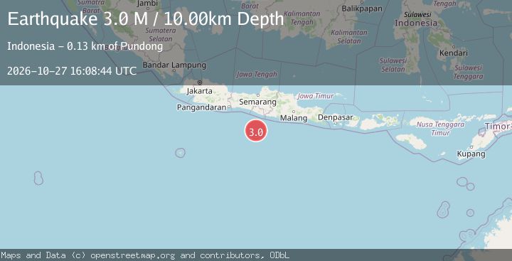 Map of South of Java, Indonesia