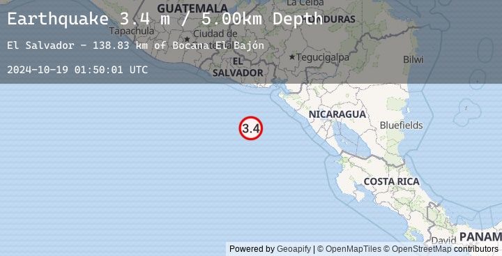 Map of OFF COAST OF CENTRAL AMERICA