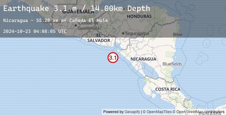 Map of NEAR COAST OF NICARAGUA