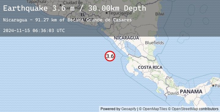 Map of NEAR COAST OF NICARAGUA