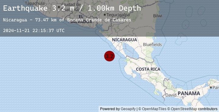 Map of NEAR COAST OF NICARAGUA